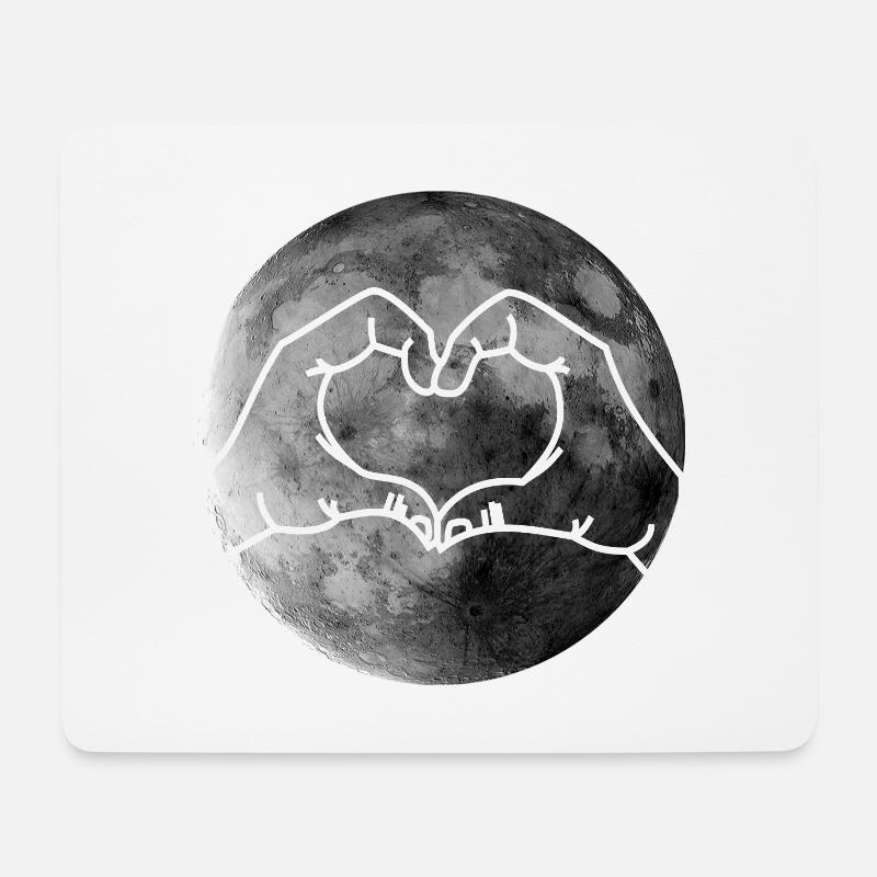 Mond Herz Liebe Valentinstag - Mousepad (Querformat) - Weiß