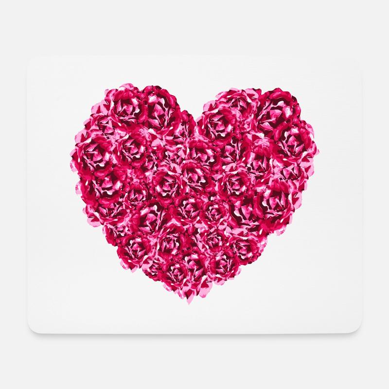 Pinkes Rosen Herz - Mousepad (Querformat) - Weiß