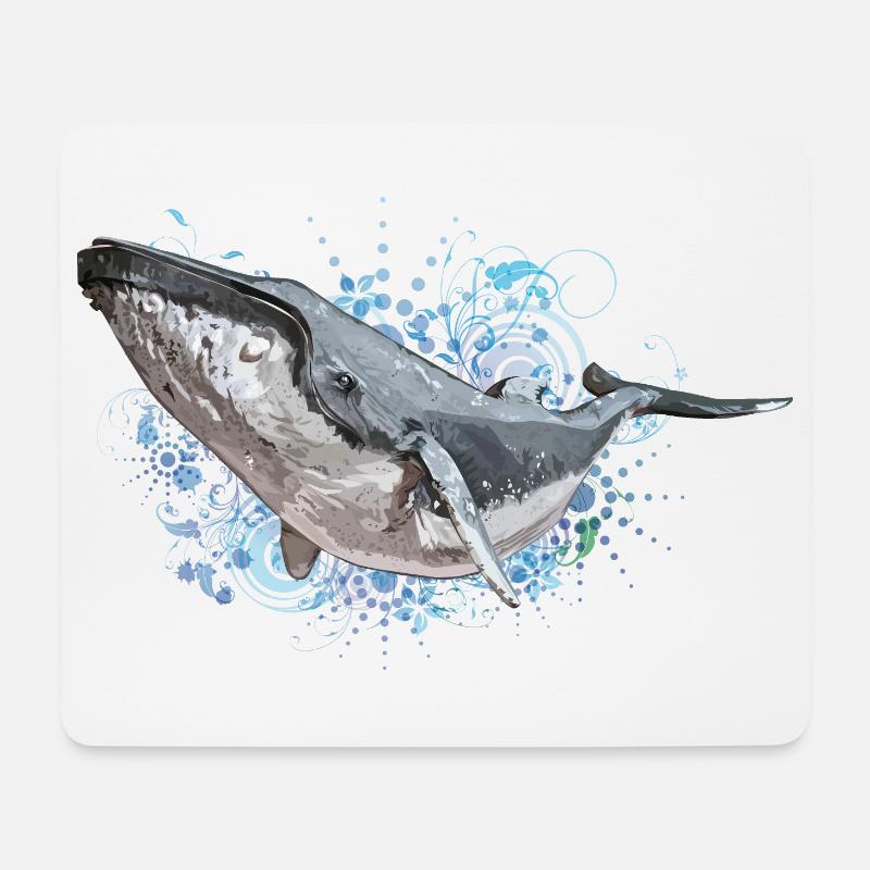 Buckelwal - Mousepad (Querformat) - Weiß