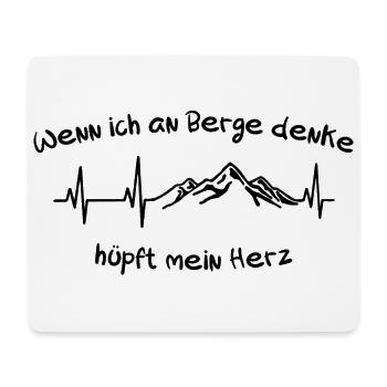 Wenn ich an Berge denke hüpft mein Herz - Berg - Mousepad (Querformat) - Weiß - Vorne