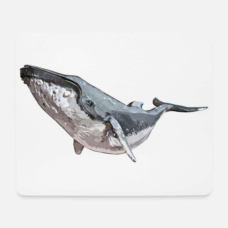 Buckelwal - Mousepad (Querformat) - Weiß