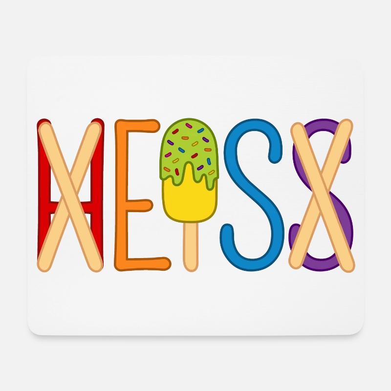 H EIS S - Eis essen - heiß - Sommer - Hitze - Eis - Mousepad (Querformat) - Weiß