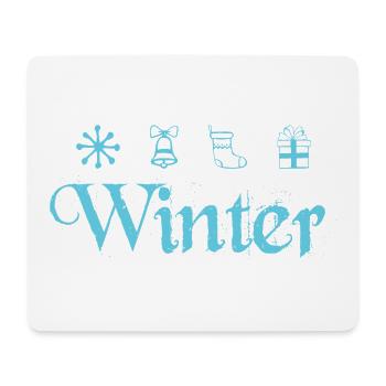 Winter Symbols Ski Sledge and Snowboarder - Mouse Pad (horizontal) - white - Front