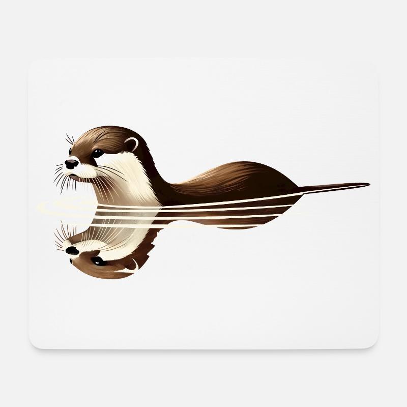 Fischotter - Mousepad (Querformat) - Weiß