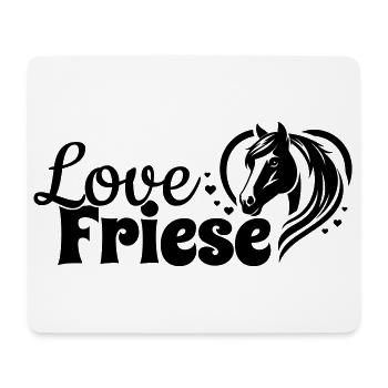 Friese Love Herz Pferdekopf - Mousepad (Querformat) - Weiß - Vorne