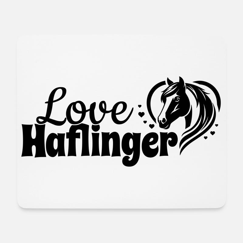 Haflinger Love Herz Pferdekopf - Mousepad (Querformat) - Weiß