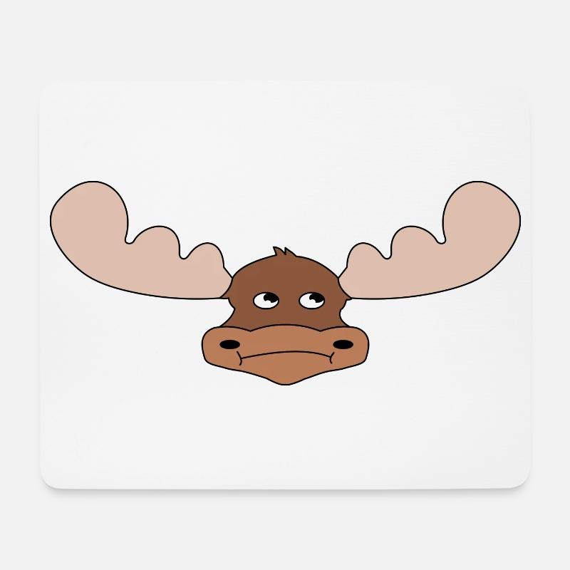 Elch Kopf Comic Aufkleber Geweih Skandinavien - Mousepad (Querformat) - Weiß