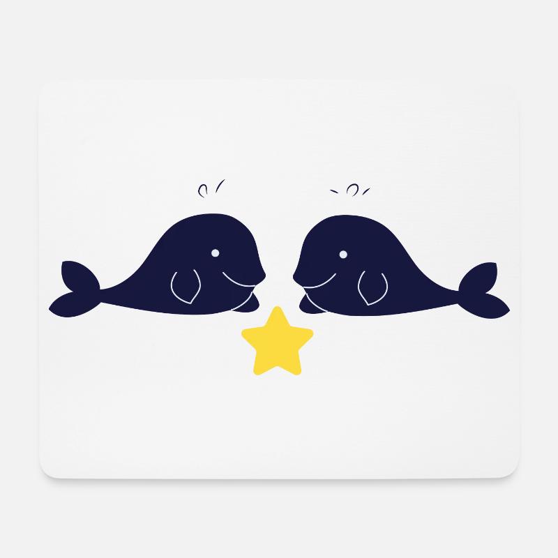 2 Wale - Mousepad (Querformat) - Weiß