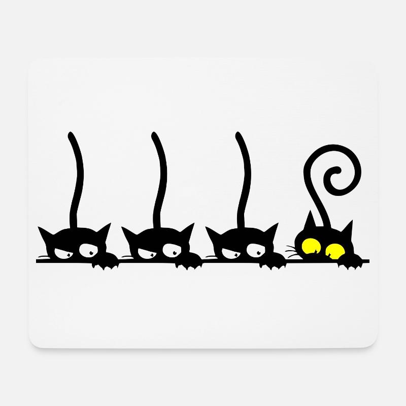 Katze lustig - Mousepad (Querformat) - Weiß