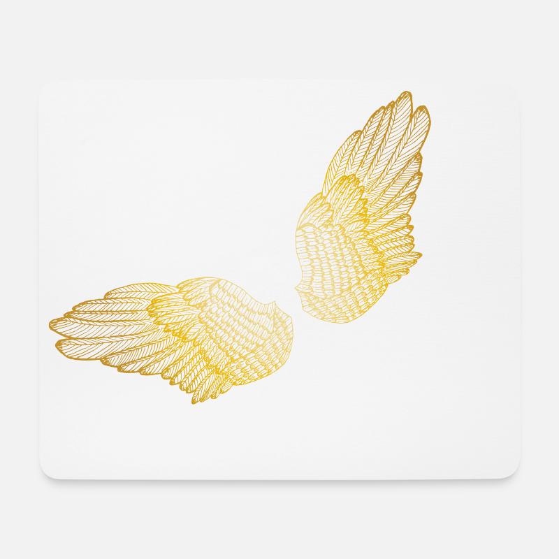 Flauschige goldene Engelsflügel - Mousepad (Querformat) - Weiß