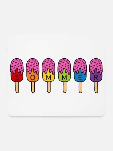 Sommer Eis essen Regenbogen bunt pink Eis - Mousepad (Querformat) - Weiß