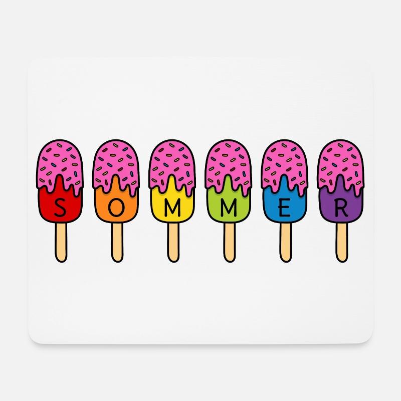 Sommer Eis essen Regenbogen bunt pink Eis - Mousepad (Querformat) - Weiß