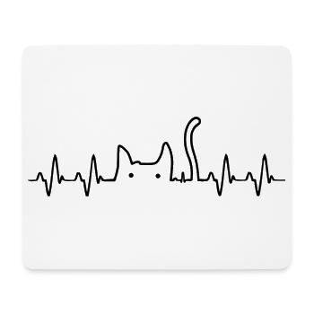 Cat Heartbeat Graphique drôle - Tapis de souris (format paysage) - blanc - Devant