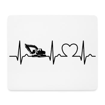 Excavatrice - Courbe ECG - Courbe du cœur - Tapis de souris (format paysage) - blanc - Devant
