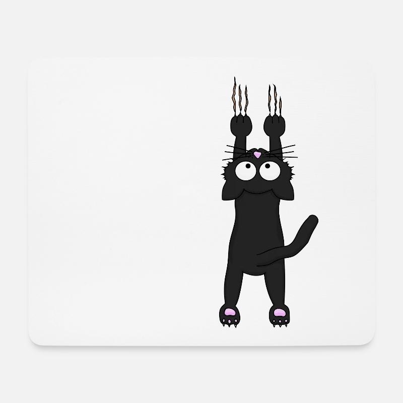 Chat noir - Tapis de souris (format paysage) - blanc