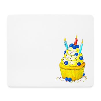 Geburtstags-Muffin Heidelbeeren - Mousepad (Querformat) - Weiß - Vorne