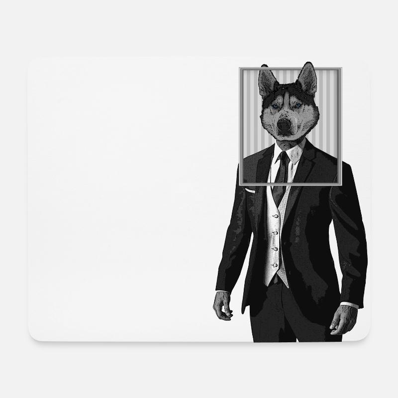 Husky Hund mit Anzug Kleidung im Bilderrahmen - Mousepad (Querformat) - Weiß