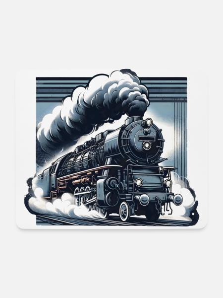 The Power of Steam - Graphic of a Steam Locomotive - Mouse Pad (horizontal) - white