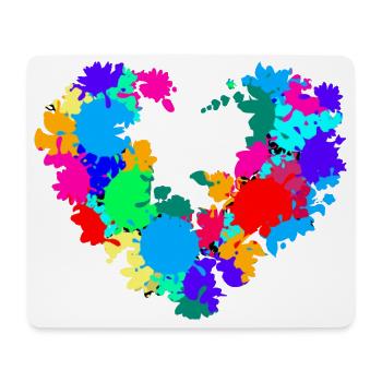 Blumenherz, bunt, farben, Graffiti, splash - Mousepad (Querformat) - Weiß - Vorne
