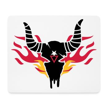Bull crâne avec des flammes - Tapis de souris (format paysage) - blanc - Devant
