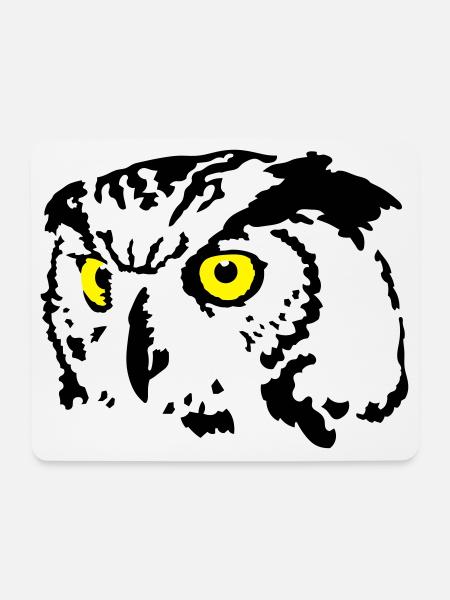 Eule - Mousepad (Querformat) - Weiß