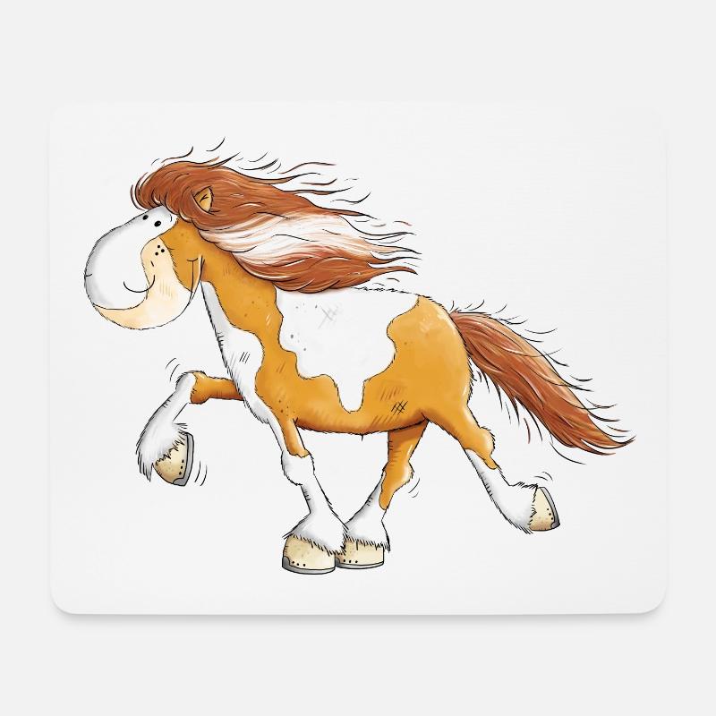 Lustiges Islandpferd Schecke Isländer im Tölt - Mousepad (Querformat) - Weiß