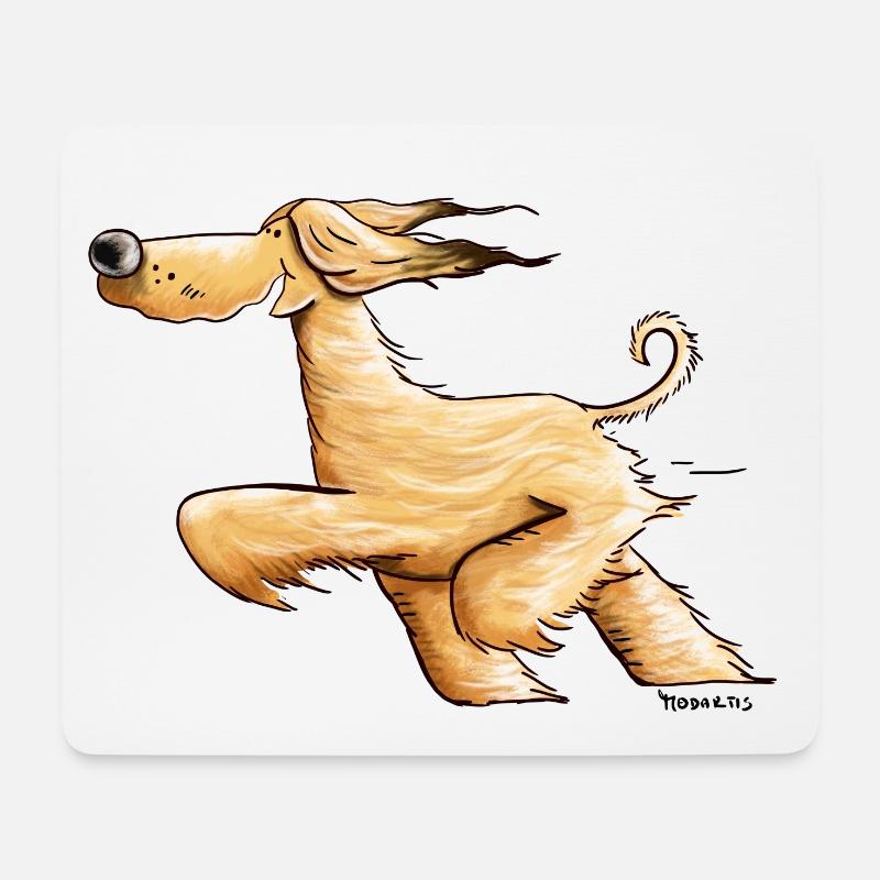 Rennender Afghanischer Windhund - Afghane - Mousepad (Querformat) - Weiß