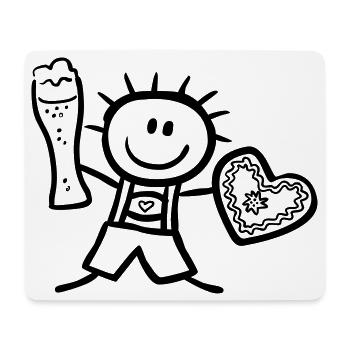 Trachten-Männchen mit Bier und Lebkuchenherz - Mousepad (Querformat) - Weiß - Vorne