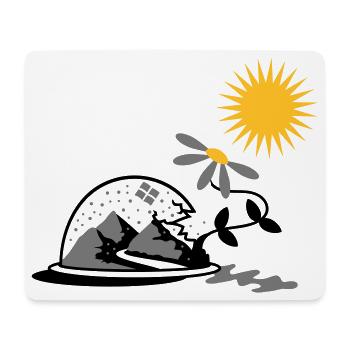 Schneekugel mit Sonnenblume und Sonne - Mousepad (Querformat) - Weiß - Vorne