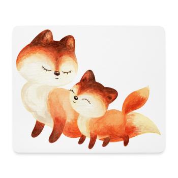 Two Cuddly Foxes Watercolor Painting - Mouse Pad (horizontal) - white - Front