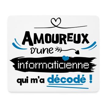 Amoureux d'une informaticienne ! humour geek - Tapis de souris (format paysage) - blanc - Devant
