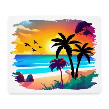 Summer Sunset Beach Watercolor - Mouse Pad (horizontal) - white - Front