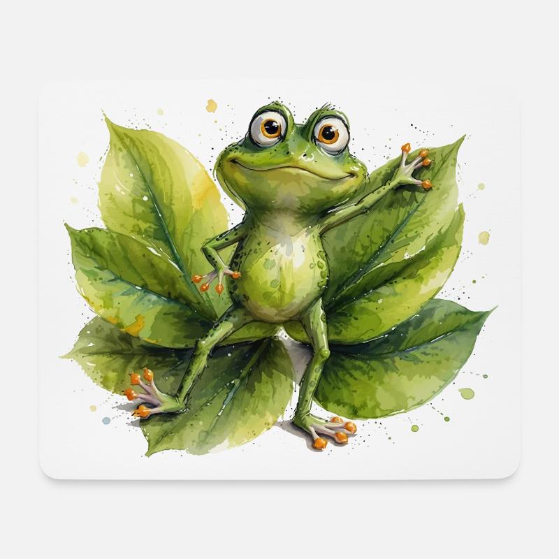 Tanzender Frosch auf Seerosenblatt - Mousepad (Querformat) - Weiß