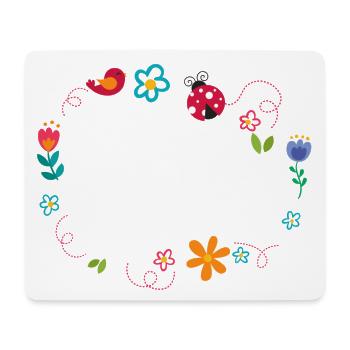 Round frame with flowers, ladybug and bird - Mouse Pad (horizontal) - white - Front