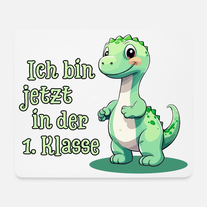Erster Schultag mit Baby Dino - Mousepad (Querformat) - Weiß
