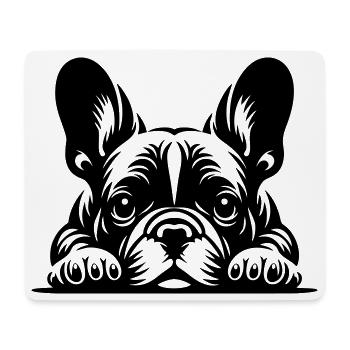 Französische Bulldogge Kopf mit Pfoten - Mousepad (Querformat) - Weiß - Vorne