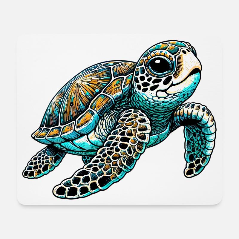 Schildkröte - Mousepad (Querformat) - Weiß