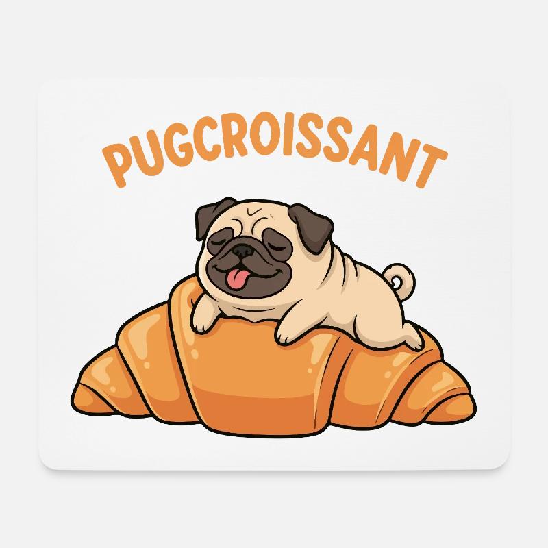 Pugcroissant - Mousepad (Querformat) - Weiß