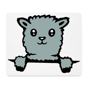 Niedliches Lama flauschiges Alpaka schaut hervor - Mousepad (Querformat) - Weiß - Vorne