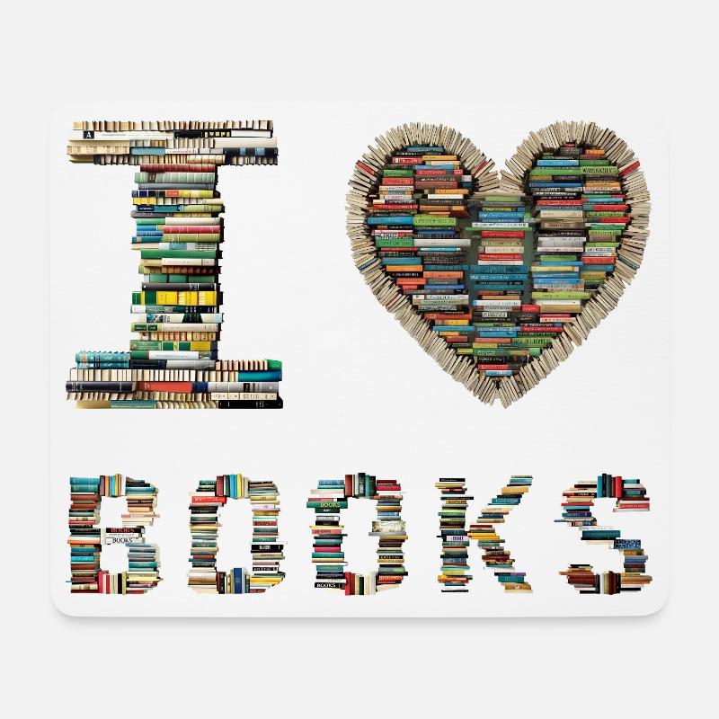 Ich liebe Bücher / Bücherfan - Mousepad (Querformat) - Weiß