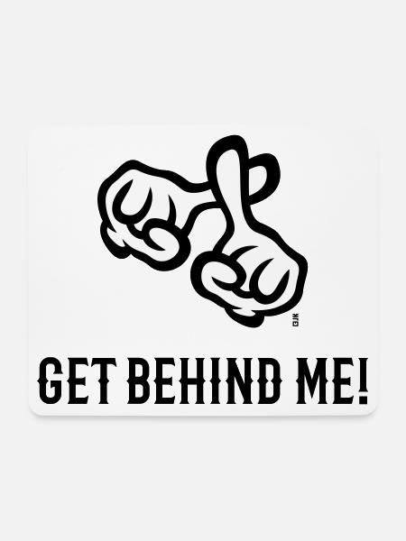Geh hinter mich! (Kreuz / Bibel / Religion / 2C) - Mousepad (Querformat) - Weiß
