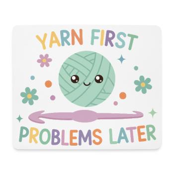 Garn Erste Probleme Später Lustiges Häkelgarn - Mousepad (Querformat) - Weiß - Vorne