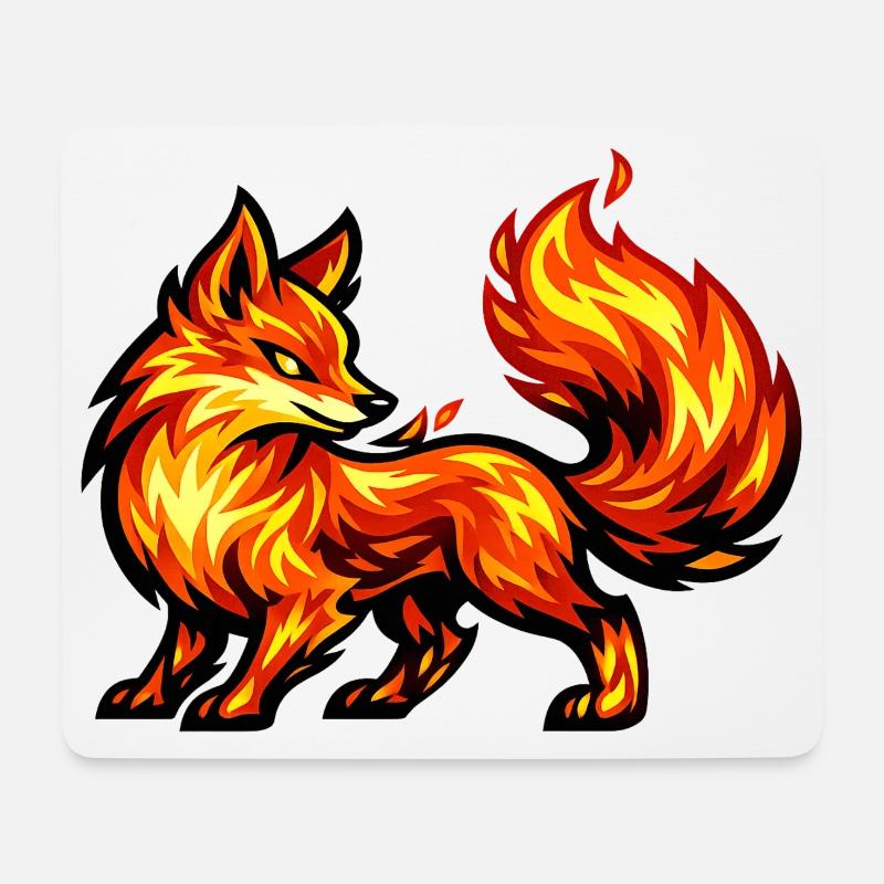 Feuerfuchs – Tier aus Flammen - Mousepad (Querformat) - Weiß