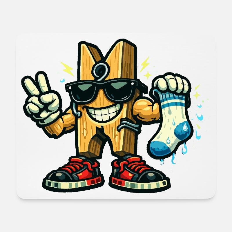 Peg mit Sonnenbrille und Socke - Mousepad (Querformat) - Weiß