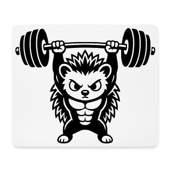 Muskel Igel stemmt schwere Hantel - Mousepad (Querformat) - Weiß - Vorne
