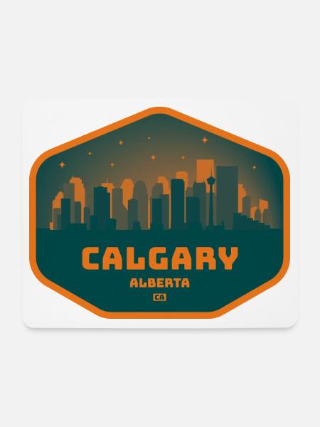 Calgary Skyline Nacht - Mousepad (Querformat) - Weiß