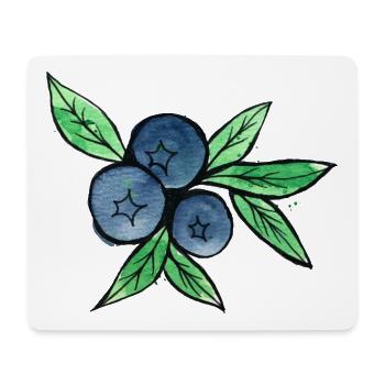 Blaubeer-Aquarellzweige - Mousepad (Querformat) - Weiß - Vorne