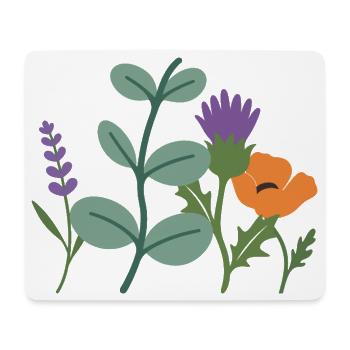 Mohn Blumen Lavendel Distel - Mousepad (Querformat) - Weiß - Vorne