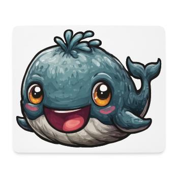 Kuschelige Blauwal-Illustration - Mousepad (Querformat) - Weiß - Vorne