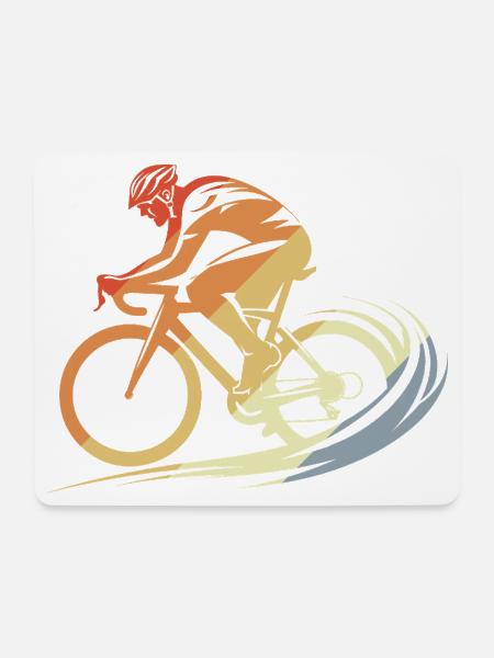 Vintage Fahrradfahrer Zeichnung - Mousepad (Querformat) - Weiß